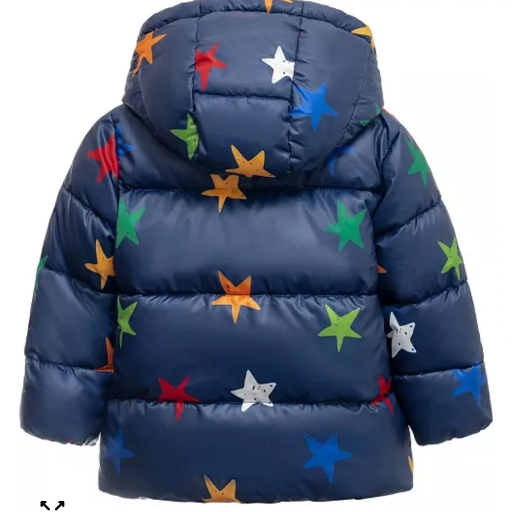 NWOT‎ Toys R Us Boys Heavyweight Star Print Puffer Jacket with Hood Winter Warm